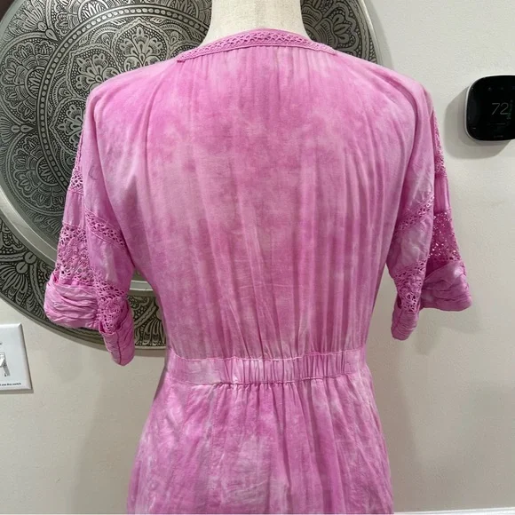 LoveShackFancy Edie pink maxi dress with lace accents - size M - Picture 10 of 14